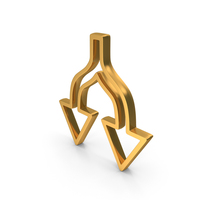 Junction Down Arrow Icon Gold PNG & PSD Images