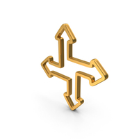 Out Line Four Direction Multidirectional Icon Gold PNG & PSD Images