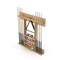 Wooden Billiard Cue Rack Set PNG & PSD Images