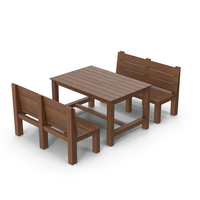 Bench And Table Dark Wood PNG & PSD Images