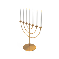 Hanukkah Menorah Candelabrum Golden with Candles PNG & PSD Images