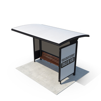 Bus Stop with Advertisement Board Black New PNG & PSD Images