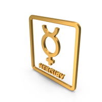 Gold Mercury Planet Within Box Icon PNG & PSD Images