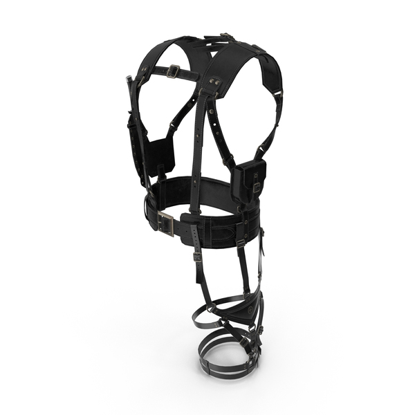 Leather Harness Holster And Leg Pouch With Knife Black PNG & PSD Images