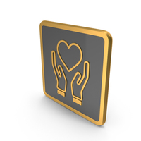 Gold Hands Around Heart Icon PNG & PSD Images