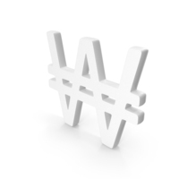 Korean Won Currency Symbol White PNG & PSD Images