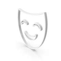 Out Line Smile Face Mask Icon White PNG & PSD Images