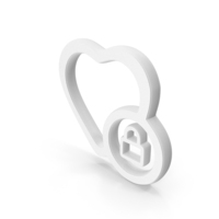 White Heart Lock Symbol PNG & PSD Images