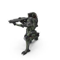 Armored Robot Soldier with Sci-fi Weapon PNG & PSD Images