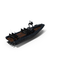 Military Black Inflatable Boat with Machine Gun PNG & PSD Images