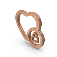 Wood Heart Lock Symbol PNG & PSD Images