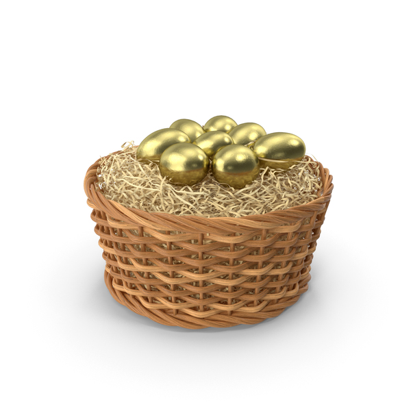 Golden Eggs In A Basket PNG & PSD Images