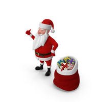 Cartoon Character Santa Claus Standing with Gifts PNG & PSD Images