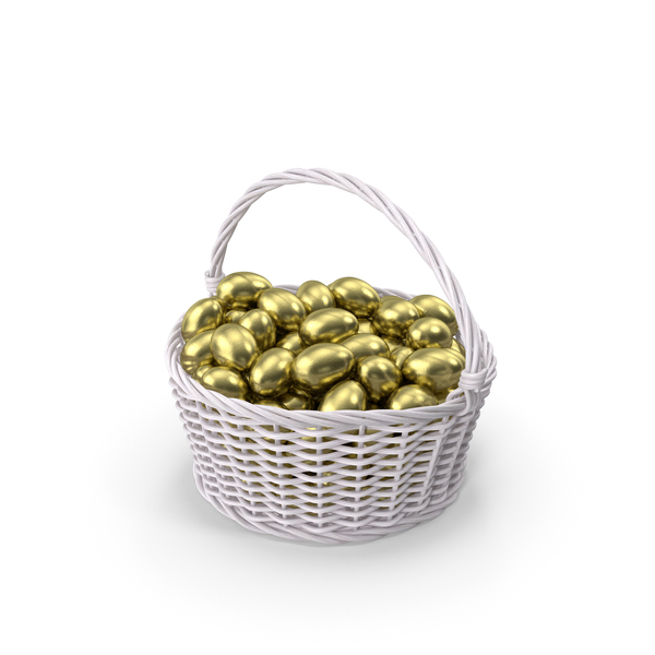 Golden Eggs in White Basket PNG & PSD Images