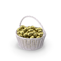 Golden Eggs in White Basket PNG & PSD Images