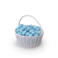 Blue Eggs in White Basket PNG & PSD Images