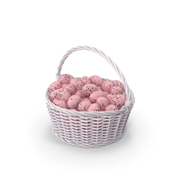 Pink Eggs in White Basket PNG & PSD Images