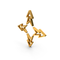 Gold Four Side Directional Arrows Icon PNG & PSD Images