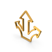 Gold Three Arrows Outline Icon PNG & PSD Images