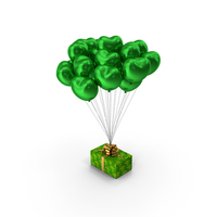 Green Gift Box Green Heart Balloons PNG & PSD Images