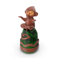 Ancient Wooden Monkey Sculpture PNG & PSD Images