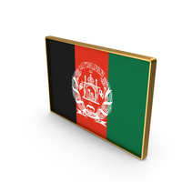 Afghanistan Country Flag In Rectangle Golden Frame PNG & PSD Images
