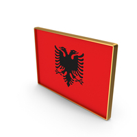 Albania Country Flag In Rectangle Golden Frame PNG & PSD Images