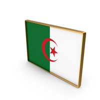 Algeria Country Flag In Rectangle Golden Frame PNG & PSD Images