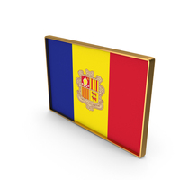 Andorra Country Flag In Rectangle Golden Frame PNG & PSD Images
