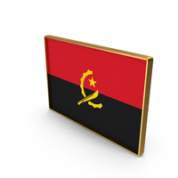 Angola Country Flag In Rectangle Golden Frame PNG & PSD Images