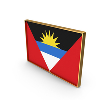Antigua Barbuda Country Flag In Rectangle Golden Frame PNG & PSD Images