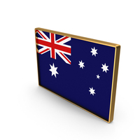 Australia Country Flag In Rectangle Golden Frame PNG & PSD Images