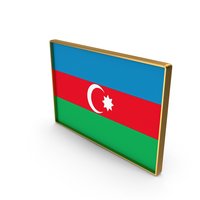 Azerbaijan Country Flag In Rectangle Golden Frame PNG & PSD Images