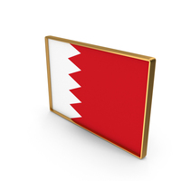 Bahrain Country Flag In Rectangle Golden Frame PNG & PSD Images