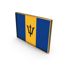 Barbados Country Flag In Rectangle Golden Frame PNG & PSD Images