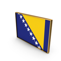 Bosnia Country Flag In Rectangle Golden Frame PNG & PSD Images