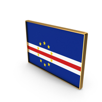 Cabo Verde Country Flag In Rectangle Golden Frame PNG & PSD Images