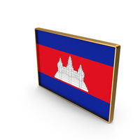 Cambodia Country Flag In Rectangle Golden Frame PNG & PSD Images