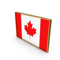Canada Country Flag In Rectangle Golden Frame PNG & PSD Images