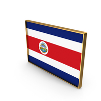 Costa Rica Country Flag In Rectangle Golden Frame PNG & PSD Images