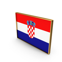 Croatia Country Flag In Rectangle Golden Frame PNG & PSD Images
