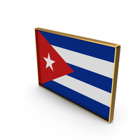 Cuba Country Flag In Rectangle Golden Frame PNG & PSD Images