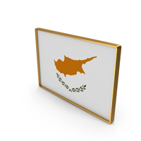 Cyprus Country Flag In Rectangle Golden Frame PNG & PSD Images