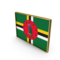 Dominica Country Flag In Rectangle Golden Frame PNG & PSD Images
