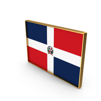 Dominican Republic Country Flag In Rectangle Golden Frame PNG & PSD Images
