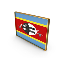 Eswatini Country Flag In Rectangle Golden Frame PNG & PSD Images