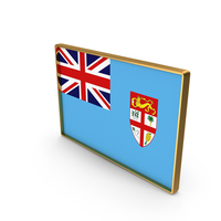 Fiji Country Flag In Rectangle Golden Frame PNG & PSD Images