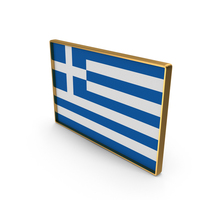 Greece Country Flag In Rectangle Golden Frame PNG & PSD Images