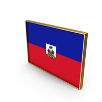 Haiti Country Flag In Rectangle Golden Frame PNG & PSD Images