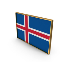 Iceland Country Flag In Rectangle Golden Frame PNG & PSD Images